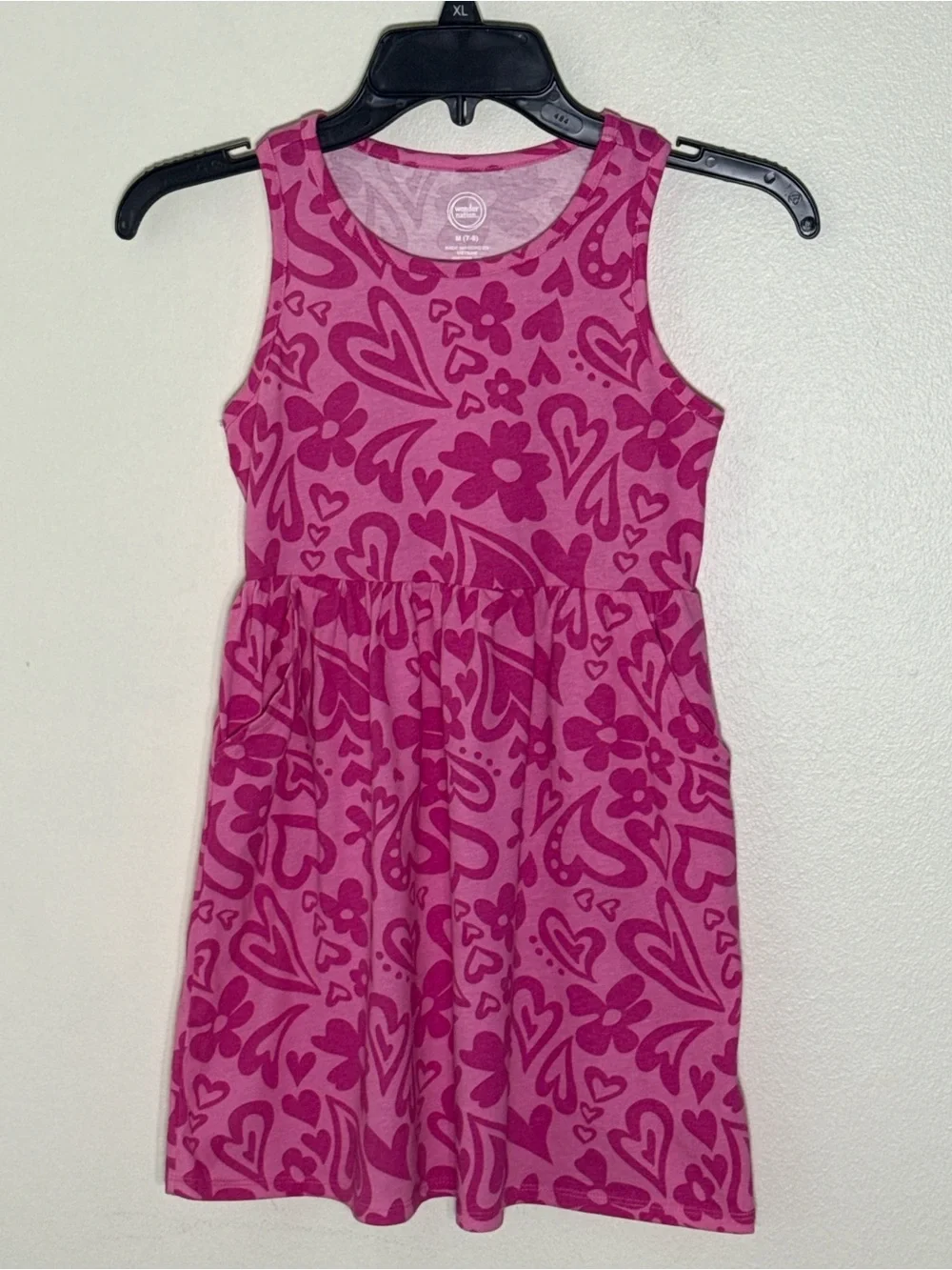 wonder nation Pink & Magenta Sleeveless Heart Floral Knit Dress
